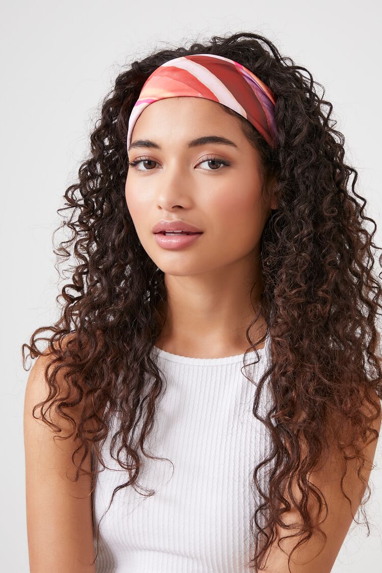 Forever 21 Women's Striped Satin Headwrap Pink/Multi