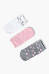 Forever 21 Women's Cat Face Ankle Socks Set White/Multi