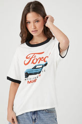 Forever 21 Women's Ford Graphic Ringer T-Shirt White/Multi