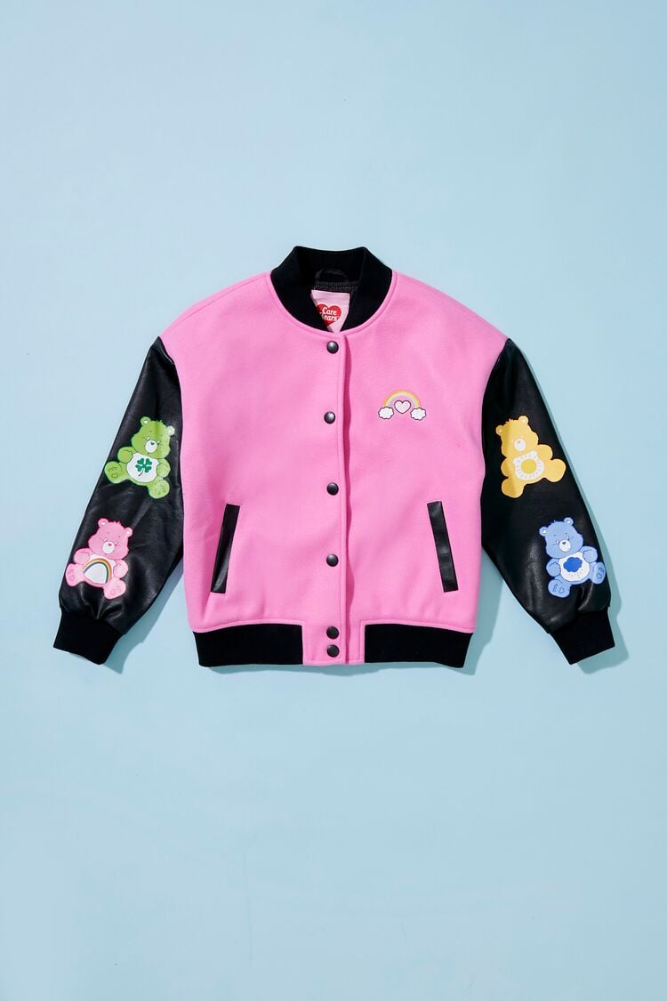 Forever 21 Girls Care Bears Varsity Jacket (Kids) Pink/Multi