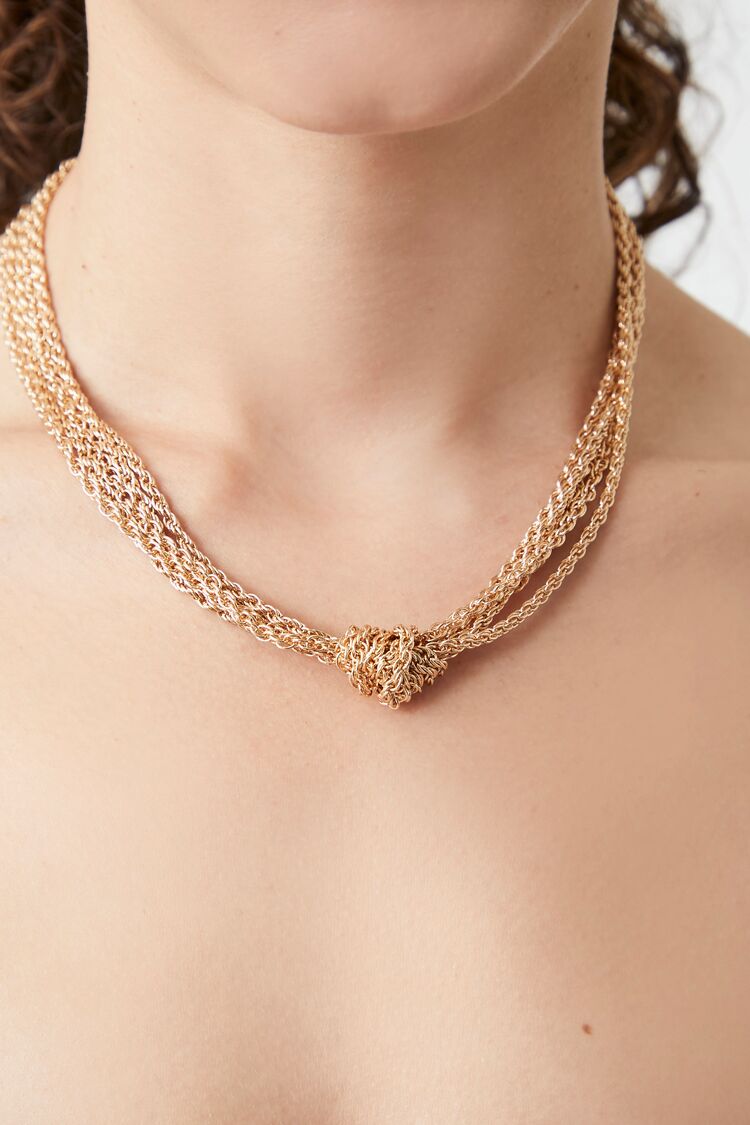 Forever 21 Women's Knotted Chain Necklace Gold
