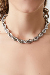 Forever 21 Women's Chunky Rope Chain Necklace Silver