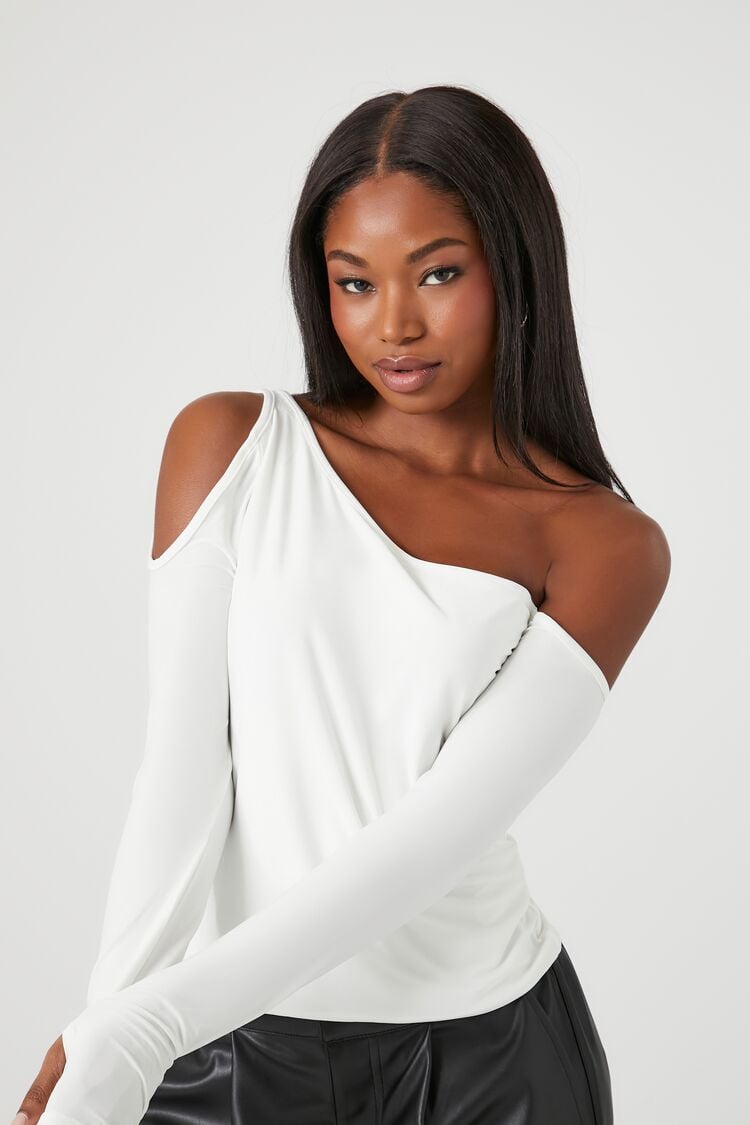 Forever 21 Women's Cutout One-Shoulder Top White