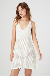 Forever 21 Women's Crochet Y-Back Mini Dress Vanilla