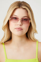 Forever 21 Women's Rimless Rectangular Sunglasses Gold/Blush