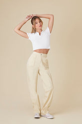 Forever 21 Women's Straight-Leg Uniform Pants Khaki