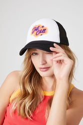 Forever 21 Women's Just Chill Graphic Trucker Cap Black/Multi