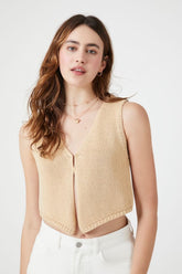 Forever 21 Women's Sweater-Knit Split-Hem Vest Toast