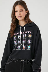 Forever 21 Women's Hello Kitty Astrology Graphic Hoodie Sweatshirt Black/Multi