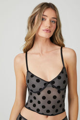 Forever 21 Women's Mesh Dotted Lingerie Corset Black