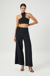 Forever 21 Women's Wide-Leg Crepe Pants Black