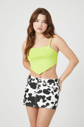 Forever 21 Women's Twill Cow Print Mini Skirt Black/White