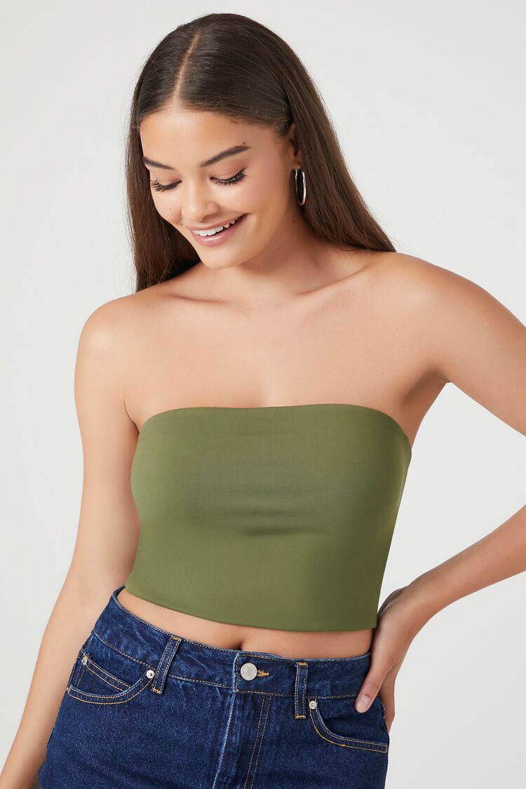 Forever 21 Women's Contour Cropped Tube Top Cypress