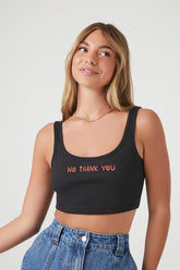 Forever 21 Women's No Thank You Graphic Bralette Black/Multi