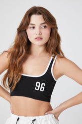 Forever 21 Women's Ribbed Knit 96 Graphic Bralette Black/White