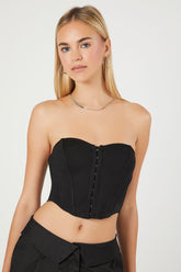 Forever 21 Women's Corset Hook-end-Eye Tube Top Black