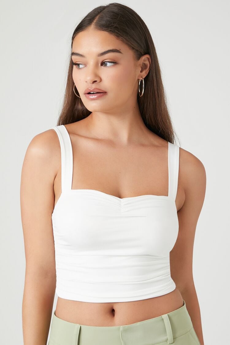 Forever 21 Women's Sweetheart Crop Top White