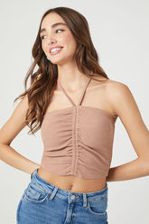 Forever 21 Women's Ruched Cropped Halter Top Goat