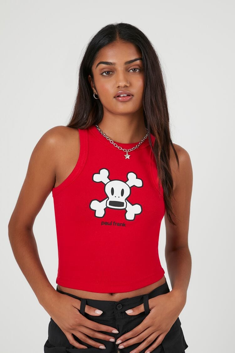 Forever 21 Women's Paul Frank Cropped Tank Top Red/Multi