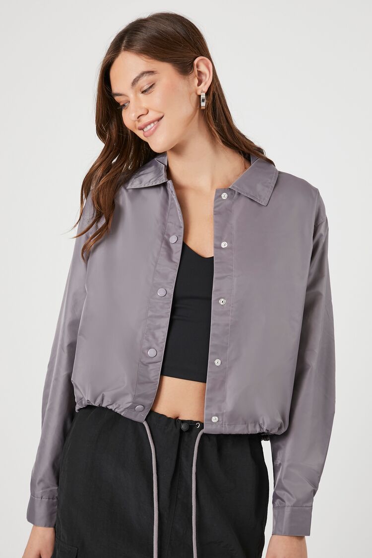 Forever 21 Women's Cropped Coach Jacket Dusk