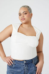 Forever 21 Plus Women's Ribbed Sweetheart Top Ivory