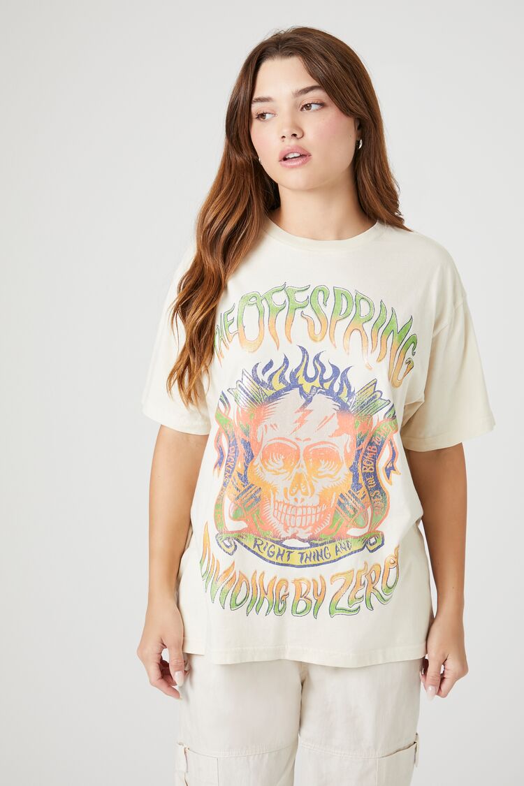 Forever 21 Women's The Offspring Oversized Graphic T-Shirt White/Multi