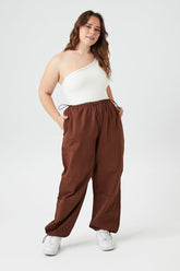 Forever 21 Plus Women's Drawstring Cargo Pants Turkish Coffee