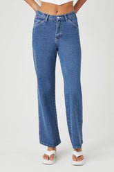 Forever 21 Women's Wide-Leg High-Rise Jeans Medium Denim