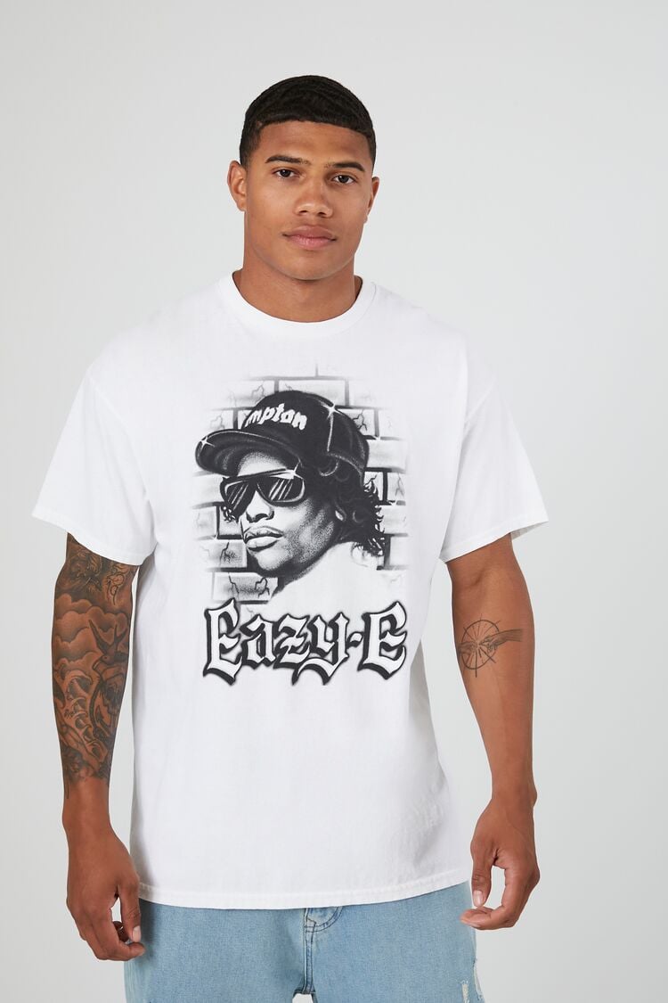 Forever 21 Men's Easy-E Graphic T-Shirt White/Black