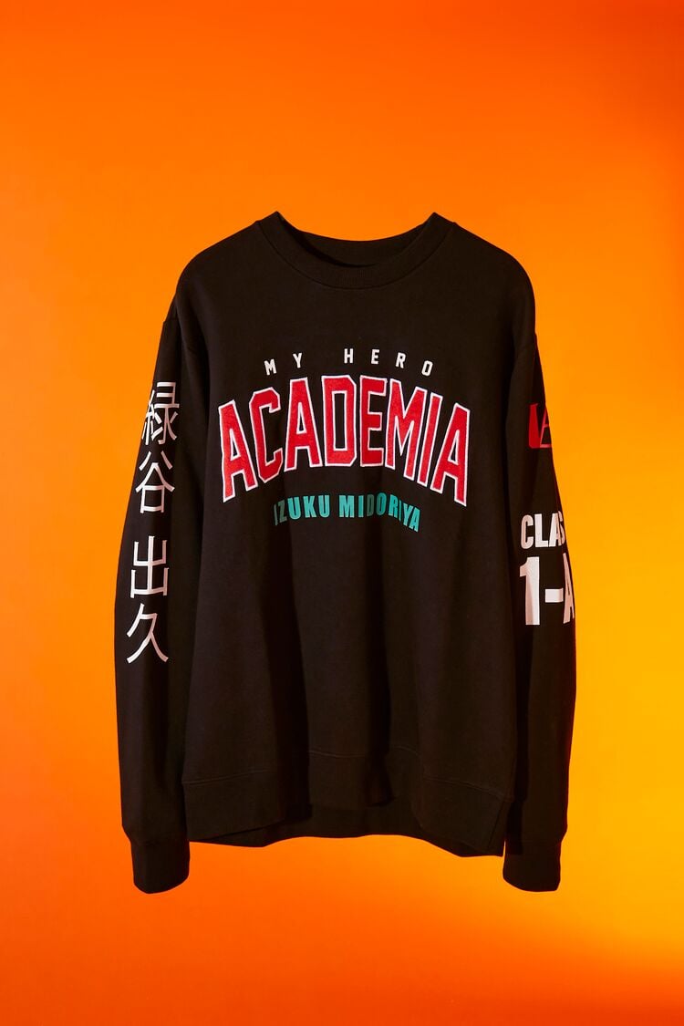 Forever 21 Men's My Hero Academia Graphic Pullover Black/Multi