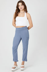 Forever 21 Women's Cuffed Straight-Leg Pants Blue