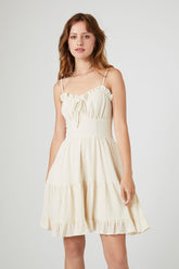 Forever 21 Women's Ruffle-Trim Babydoll Spring/Summer Dress Sandshell