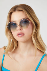 Forever 21 Women's Rimless Seashell Sunglasses Gold/Blue