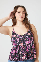 Forever 21 Plus Women's Floral Print Cami Black/Multi