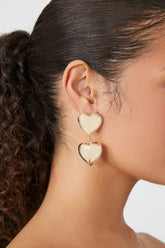 Forever 21 Women's Tiered Heart Drop Earrings Gold