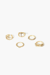 Forever 21 Women's Rhinestone Cutout Ring Set Gold