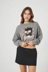 Forever 21 Women's Badtz-Maru Graphic Cropped Pullover Charcoal/Multi