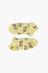 Forever 21 Women's Corgi Print Ankle Socks Yellow/Multi