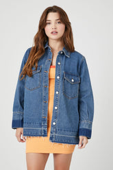 Forever 21 Women's Frayed Denim Jacket Medium Denim