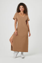 Forever 21 Women's Side-Slit Maxi Long Dress Mocha