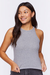 Forever 21 Women's Ribbed Racerback Tank Top Heather Grey