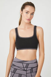 Forever 21 Women's Scoop-Neck Sports Bra Black/Charcoal