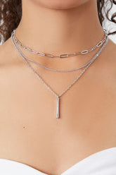 Forever 21 Women's Layered Matchstick Necklace Silver