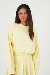 Forever 21 Women's French Terry Drop-Sleeve Pullover Light Yellow