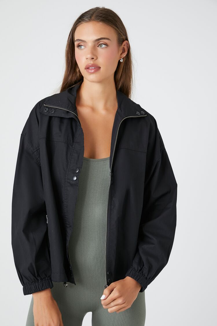 Forever 21 Women's Toggle Utility Jacket Black