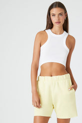 Forever 21 Women's Active Fleece Mineral Wash Sweatshorts Light Yellow