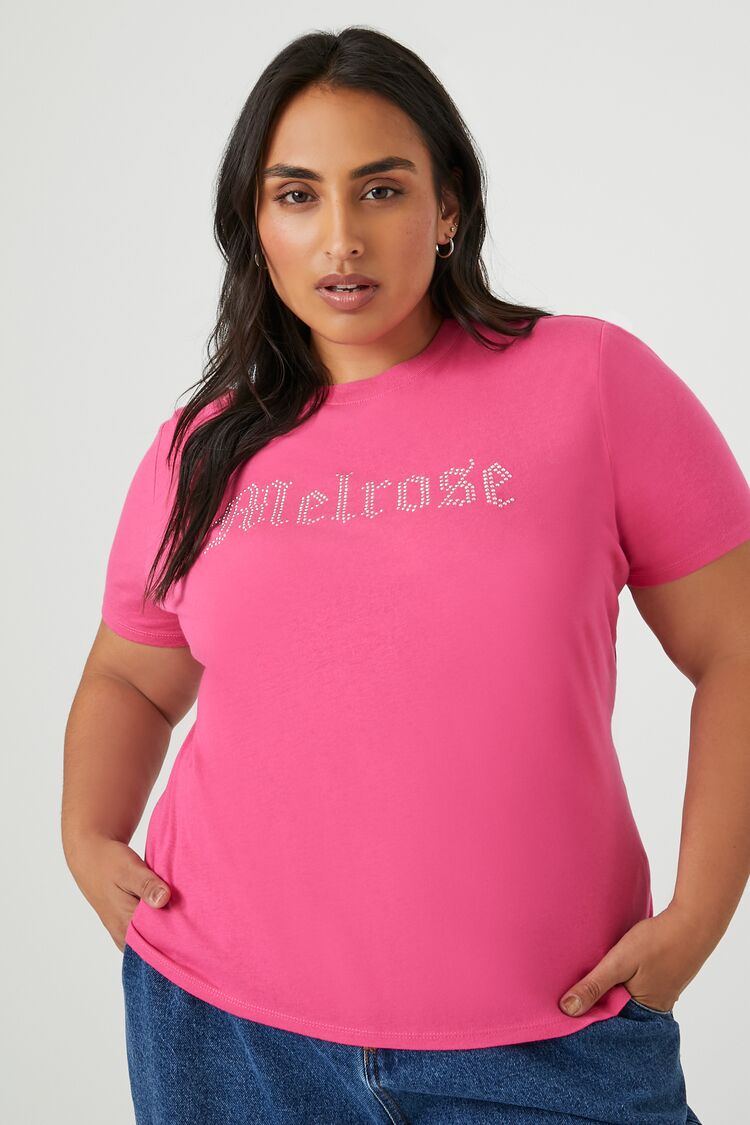 Forever 21 Plus Women's Melrose Graphic T-Shirt Pink/Multi