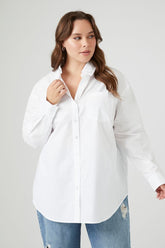 Forever 21 Plus Women's Oversized Poplin Shirt White