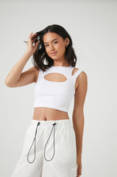 Forever 21 Women's Seamless Cutout Combo Tank Top White