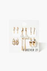 Forever 21 Women's Variety Hoop Earring Set Gold/Clear